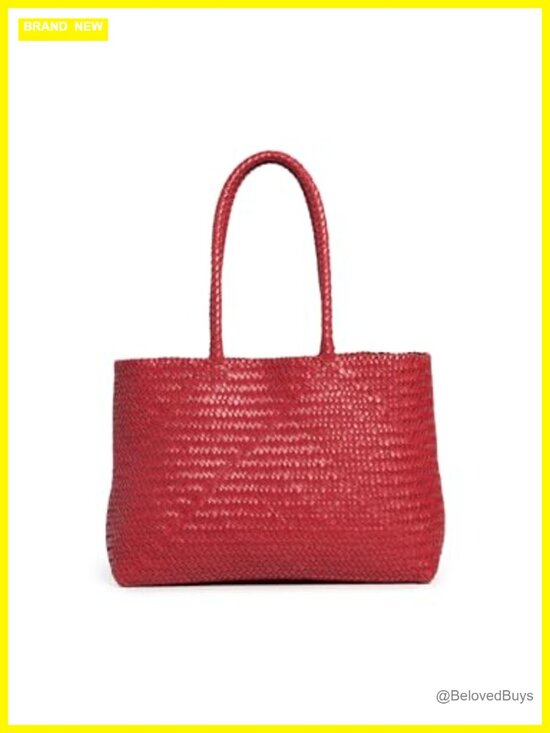 Handbags - Handwoven Leather Tote with Braided Handles